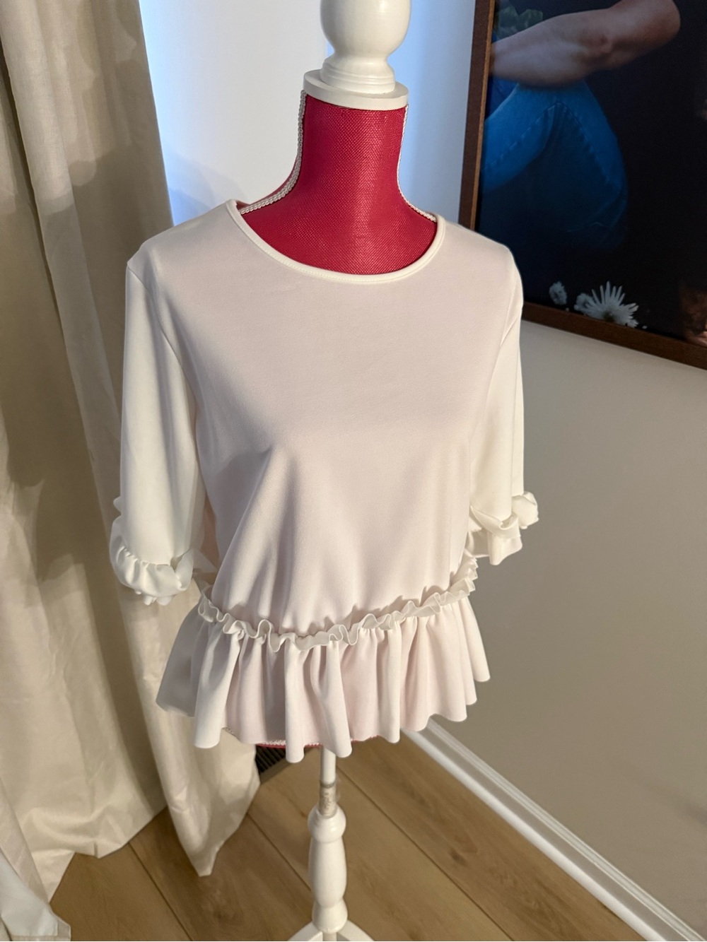 Boohoo White Ruffle Peplum Blouse